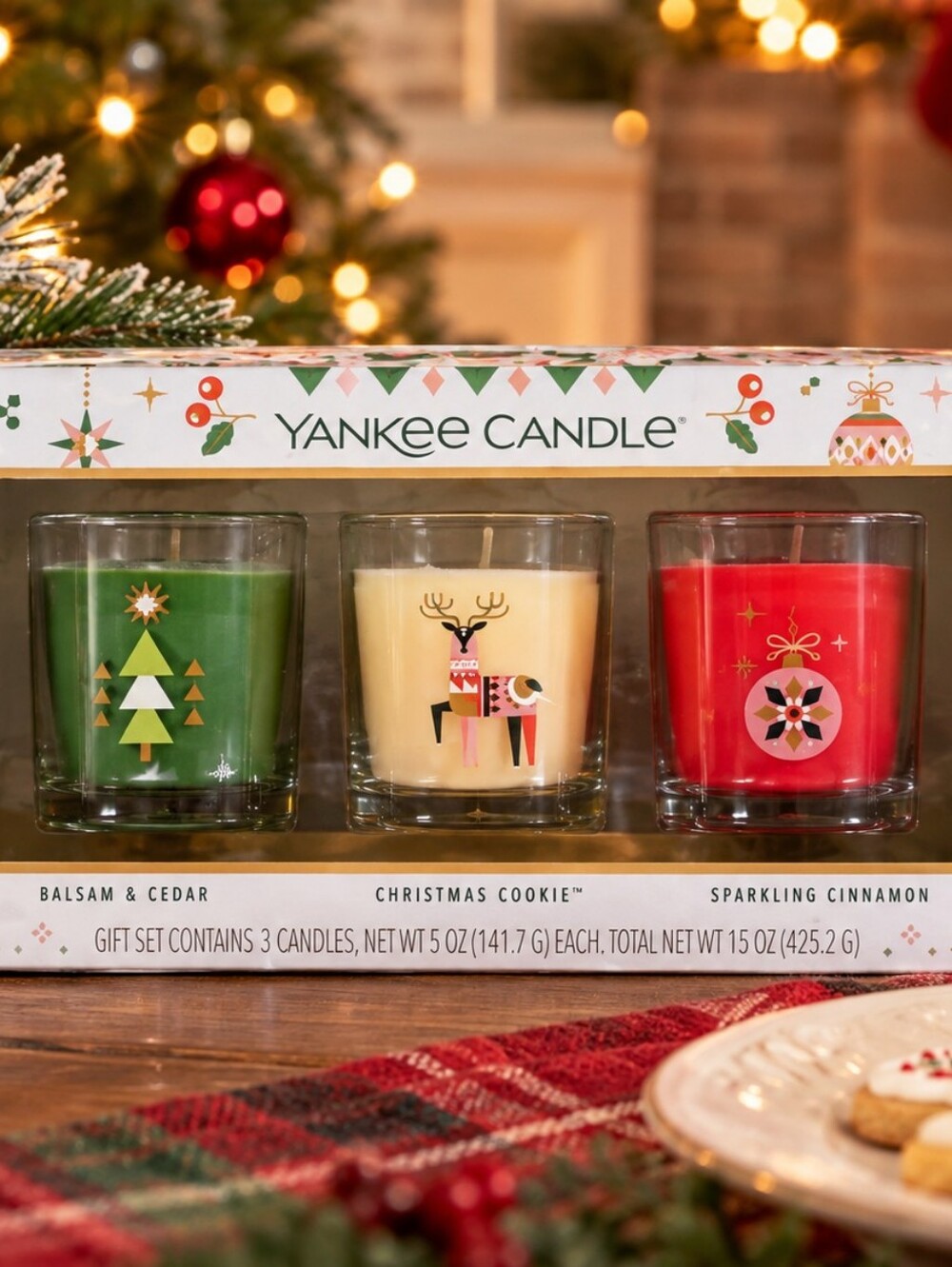 Yankee Candle Holiday Gift Set Balsam & Cedar Christmas Cookie Sparking Cinnamon
